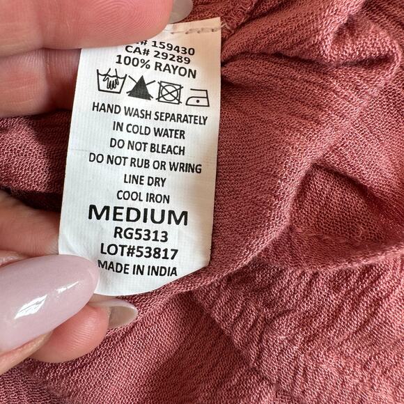 Elan Mauve Pink Strappy Mini Flowy Crinkle Cover Up Sundress – Size Medium NEW - Picture 10 of 12